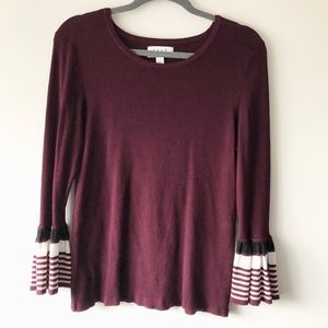 ELLE Maroon Burgundy Bell Sleeve Sweater Medium